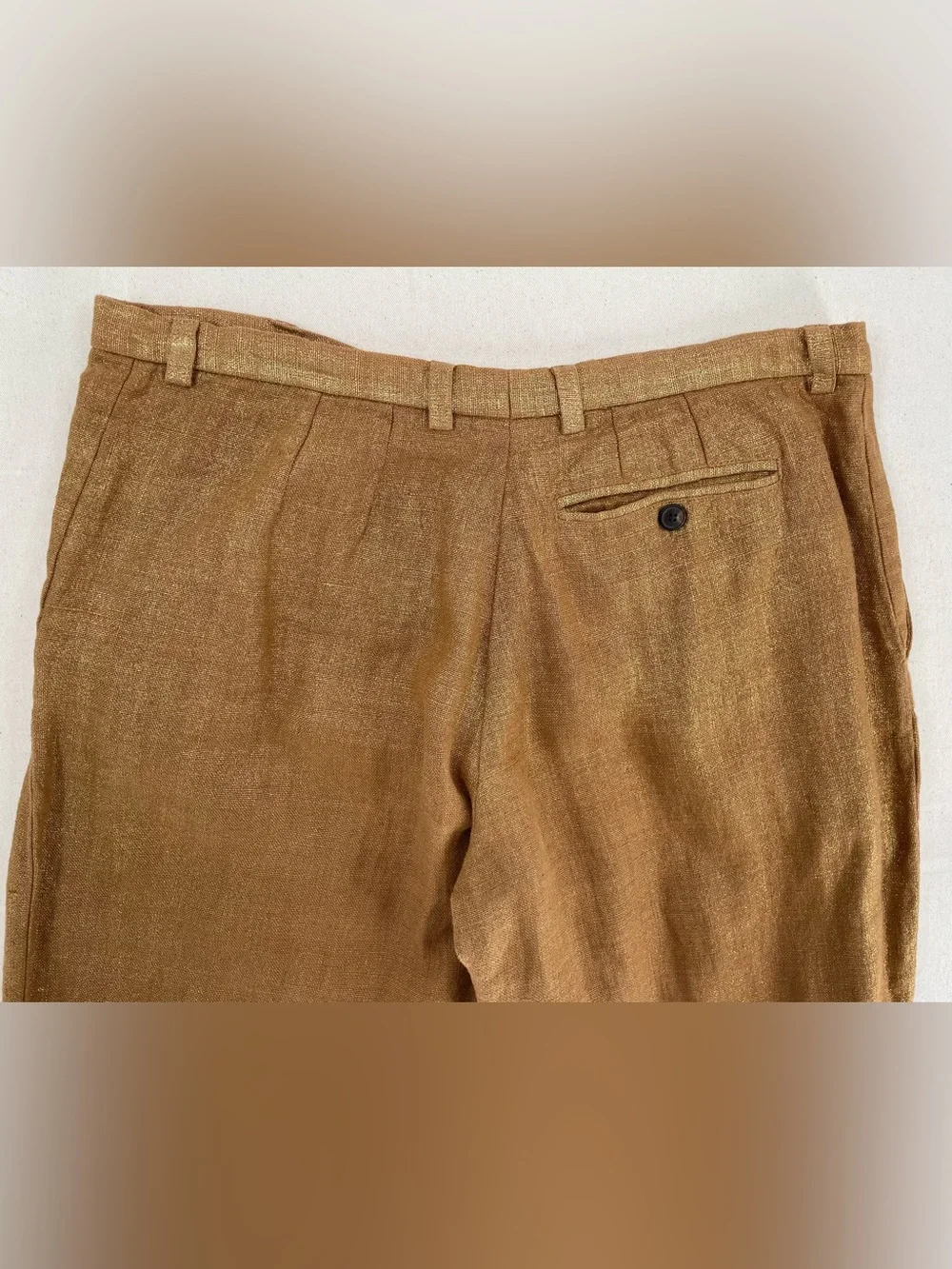 Dries Van Noten Men's Gold-Tan Linen Blend Chinos